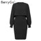 Shonlo | Elegant 2 pieces women knitted dress Solid bodycon 