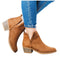 Shonlo | Slip-On Hollow Out Med Heels Short Boots 