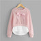 Shonlo | SHEIN Girls Pink Bow Front Casual Sweatshirts 