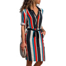 Shonlo | Striped Print Lace Up Beach Dress 