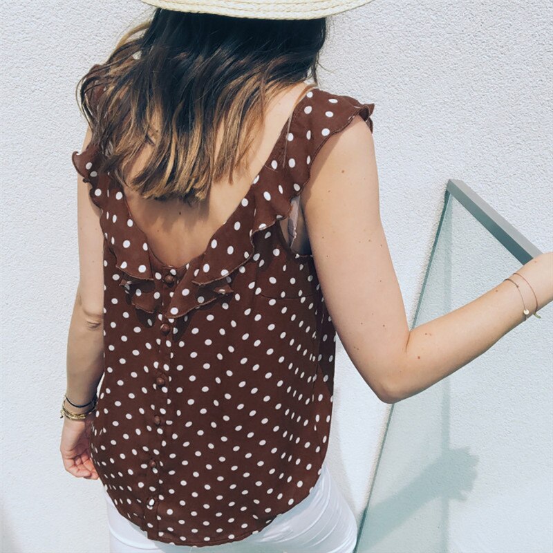 Shonlo | Women Summer Casual Style Sweet Backless Buttons 