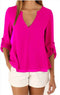 Shonlo | loose sleeve V-neck chiffon blouse 