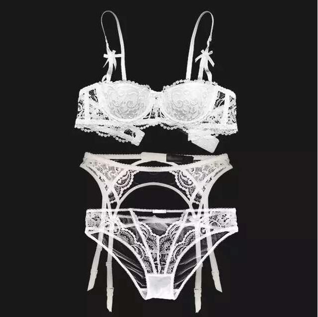 Shonlo | women sexy bra set intimates embroidery half cup lingerie 
