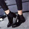 Shonlo | Leather Ankle Boots Pointed Low Heel Boots Female Sexy Shoes 