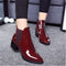 Shonlo | Leather Ankle Boots Pointed Low Heel Boots Female Sexy Shoes 