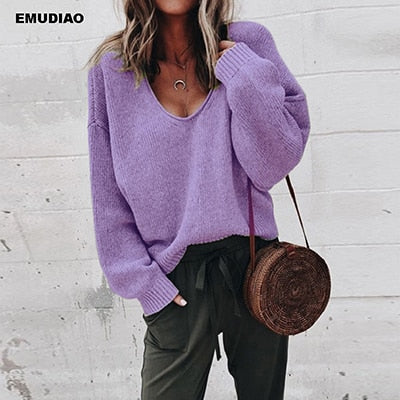 Shonlo | V Neck Long Sleeve Pullovers 