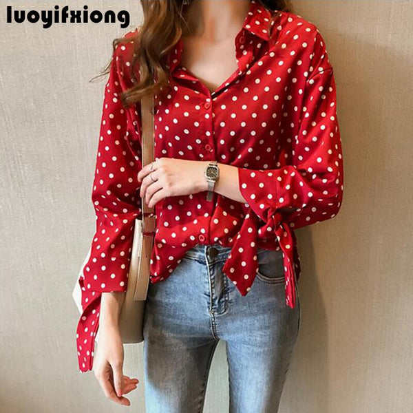 Shonlo | Polka Dot Print Chiffon Blouse 