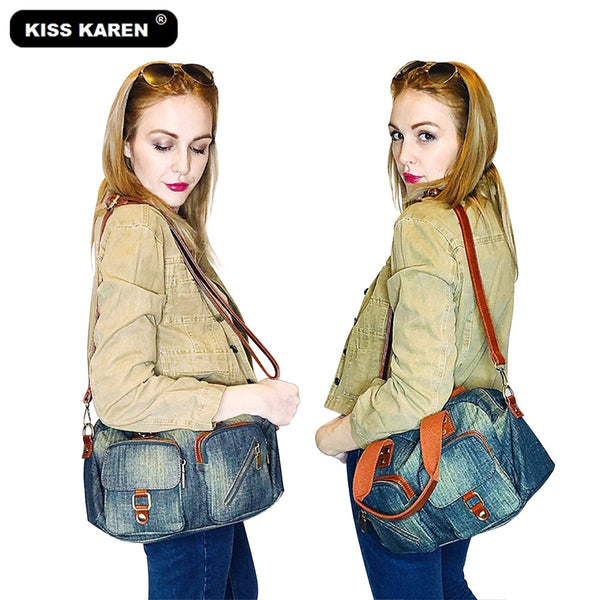 Shonlo | KISS KAREN Vintage Fashion Denim Totes Women Bag Jeans 