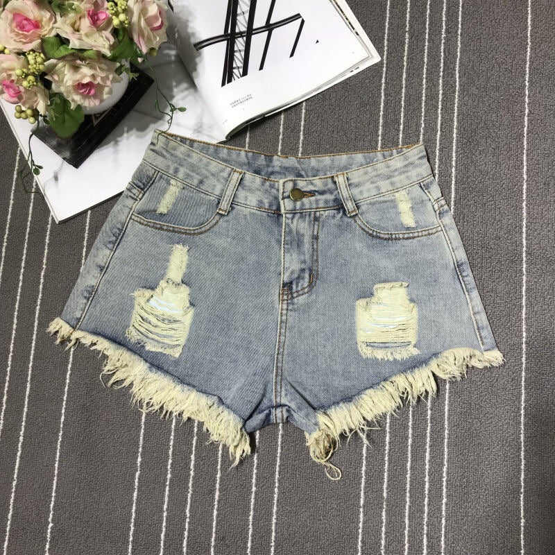 Shonlo | New Hot Sexy High Waist Bodycon Denim Ripped Hole Short Jeans 