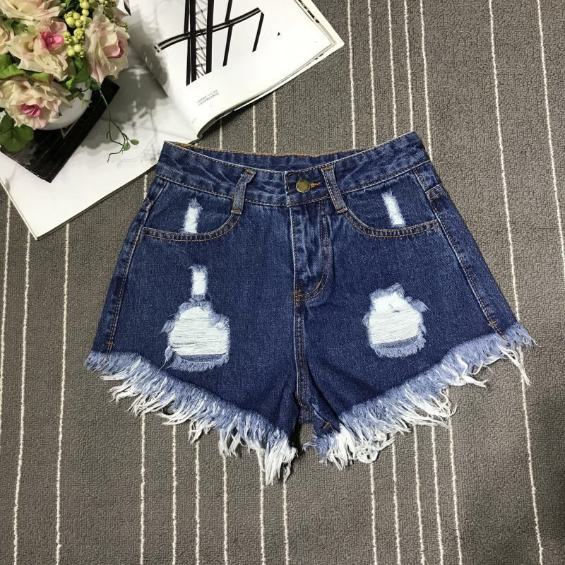 Shonlo | New Hot Sexy High Waist Bodycon Denim Ripped Hole Short Jeans 