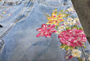 Shonlo | 3D Floral Embroidery Denim Pants 