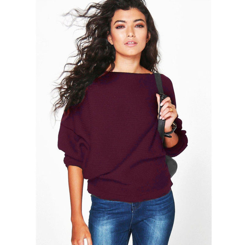 Shonlo | Long Batwing Sleeve Solid Pullovers 