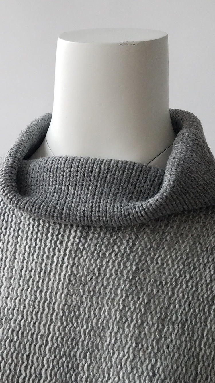 Shonlo | Loose Plus Size Long Hit Color Turtleneck Pullover 