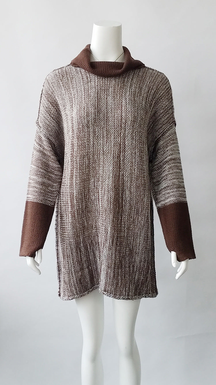 Shonlo | Loose Plus Size Long Hit Color Turtleneck Pullover 
