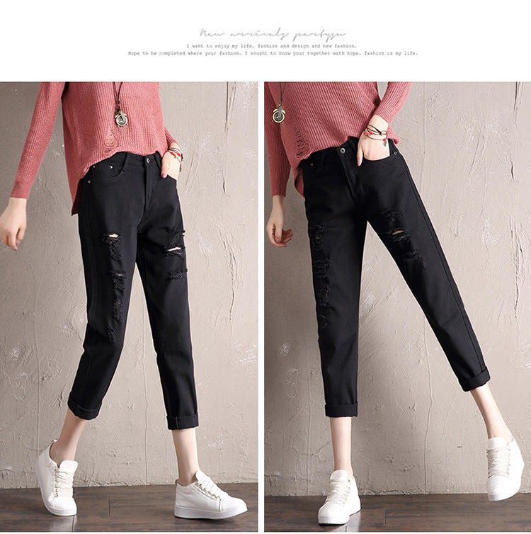 Shonlo | Ripped Jeans Woman High Waist Boyfriend 