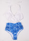 Shonlo | Plus Size Swimsuit Push Up Swim Wear Women Bandage Bikini 1 One Piece Bathing Suit Cross Halter Indoor Dot Print High Waist XXXL 