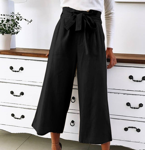 Shonlo | Pants High Waist Tie Front Trousers Palazzo OL Elegant Pants 