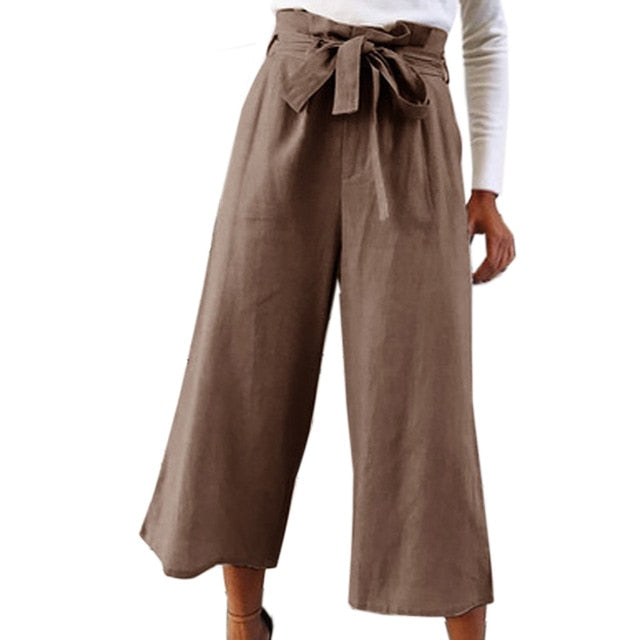Shonlo | Pants High Waist Tie Front Trousers Palazzo OL Elegant Pants 