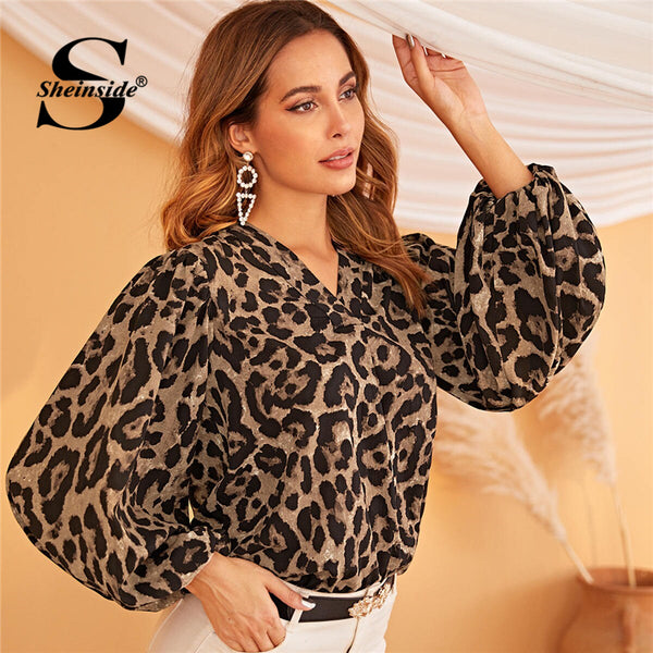 Shonlo | Elegant Leopard Print Long Sleeve Blouse 