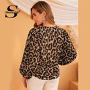 Shonlo | Elegant Leopard Print Long Sleeve Blouse 