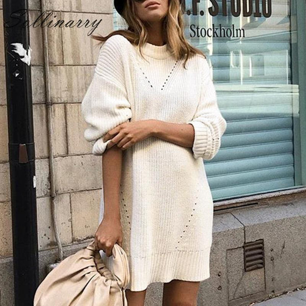 Shonlo | White Women Knitwear Dress Hollow 