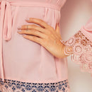 Shonlo | Elegant Pink Guipure Lace Hem Blouse 