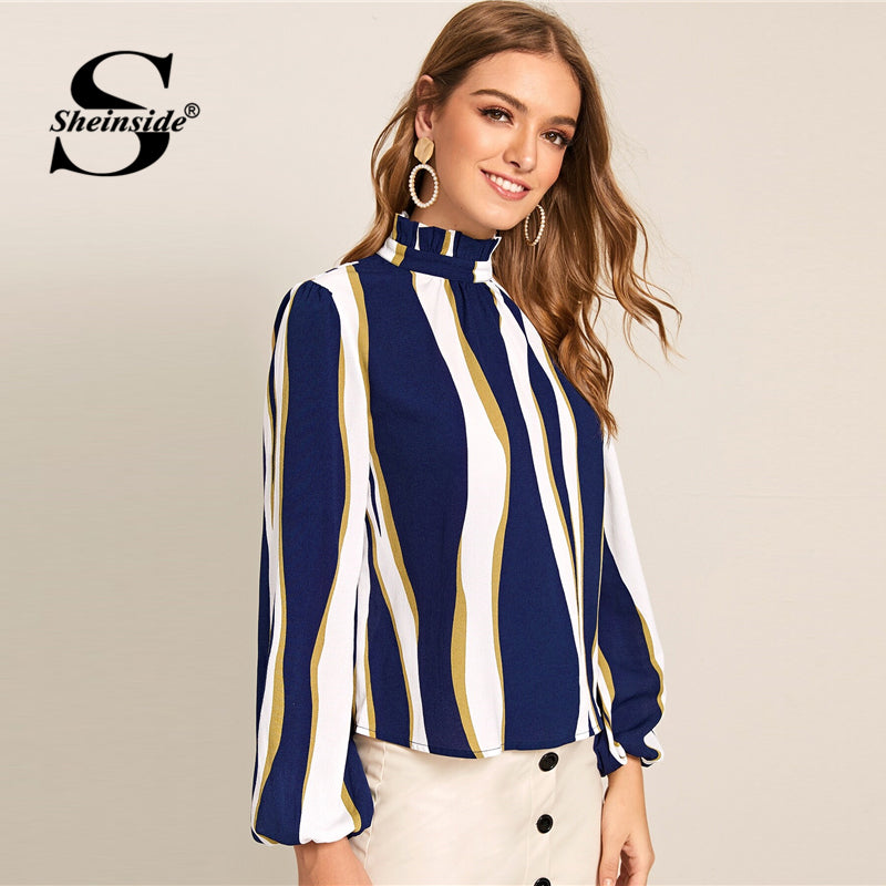 Shonlo | Elegant Stripe Print Blouse 