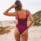 Shonlo | Berry Red Ruched One-Piece Swimsuit 