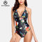 Shonlo | Attraco Womens Swimwear 2019 Monokini V-Neck One Piece Floral Print Bathing Suit Deep Plunge Padded Sexy Swimsuit Beachwear 