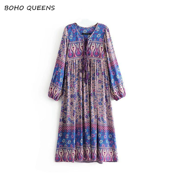 Shonlo | Bohemian dresses mid-calf dress Ladies 