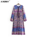 Shonlo | Bohemian dresses mid-calf dress Ladies 