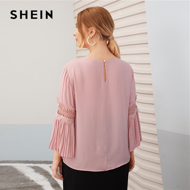 Shonlo | SHEIN Plus Size Pink Keyhole Back Lace 