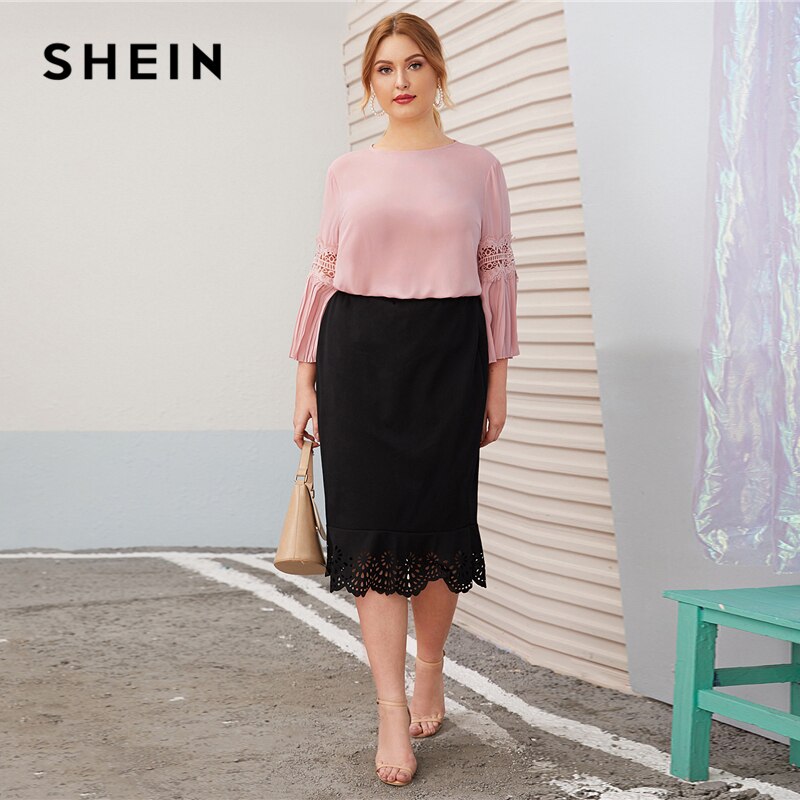 Shonlo | SHEIN Plus Size Pink Keyhole Back Lace 