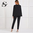Shonlo | Elegant Black Cloak Sleeve Blazer 