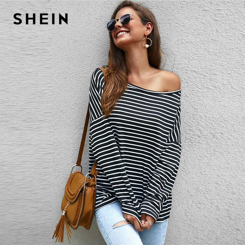 Shonlo | SHEIN  Tops Drop Shoulder 