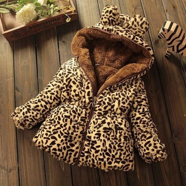 Shonlo | Girls Warm Winter Coat Girls Hot Children Leopard Hooded 