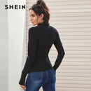 Shonlo | SHEIN Black Solid High Neck 