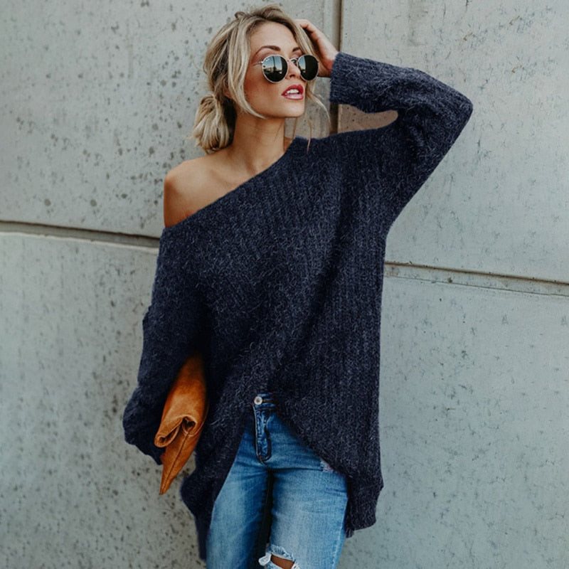 Shonlo | Autumn Winter One Shoulder Sweater 