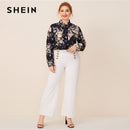 Shonlo | SHEIN  Navy Tie Neck 