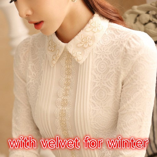 Shonlo | white lace blouse shirt 