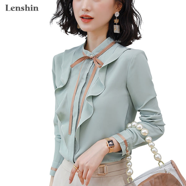 Shonlo | Long Sleeve High-quality Blouse with Tie 