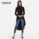 Shonlo | shein Mock Neck Double Breasted Front Dip Hem Top 