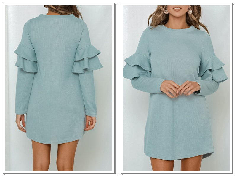 Shonlo | Elegant ruffled knitted mini dress 