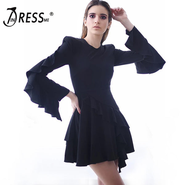 Shonlo | New Women Sexy Bandage Dress Black Long Sleeve 