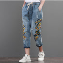 Shonlo | Calf-length pants Harem pants with flower Embroidery 