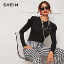 Shonlo | SHEIN Solid Round Neck Slim T-Shirt 
