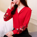 Shonlo | Long sleeve chiffon women blouse 