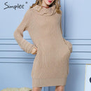Shonlo | Simplee Twist turtleneck women sweater dress 