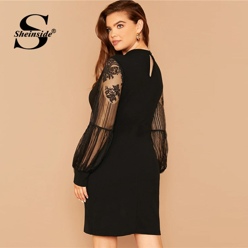 Shonlo | Plus Size Elegant Contrast Lace Dress 