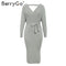 Shonlo | Sexy v-neck knitted dress women 